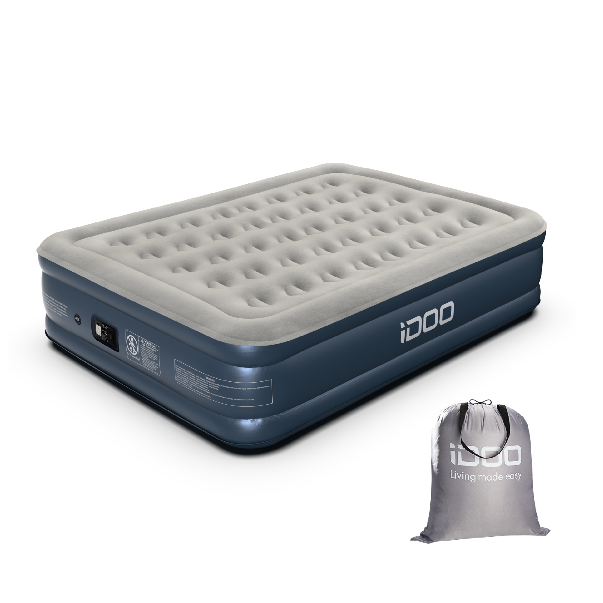 iDOO エアーベッド ダブル 電動ポンプ内蔵 エアーマット 空気ベッド iDOO - エアーベッド ダブルサイズ 灰色